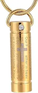 KETIME Stainless Steel Cylinder Keepsake Memorial Urn Pendant with Engrave -Cremation Jewlery for Ash