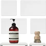 Razborci 4PCS Water Absorbing Stone Drying Tray Mat for Kitchen Bathroom Counter, Quick Dish Soap Dispenser Sponge Holder, Diatomaceous Earth Vanity Caddy Organizer for Plant,Cosmetic Bottle, White