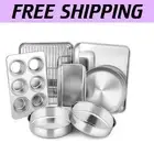 Stainless Steel 8-Piece Bakeware Set - Includes Cake, Loaf, Muffin & Pizza Pans