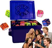 Dice Game - Board Game Collection Fast-Paced Portable Family Dice Game, Exciting 4 Player Board and Dice Game with Case and Stickers, Camping Beach Toy for 4-6 Players