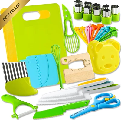 46 Pcs Kids Knife Set, Montessori Kitchen Tools for Toddlers, Toddler Gifts with