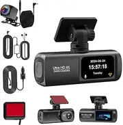 [tieedhfu] Dash Cam Front Rear Dash Camera 4K/1080P 4K Dash Cam Recorder Dash Cam 24H Parking Monit-or G-Sensor Loop Recording, Without Card