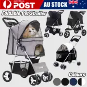 2024 Pet Stroller Dog Cat Carrier Travel Pushchair Foldable Pram 4 Wheels Large