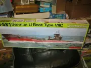 Sealed motorized U-581 German U-Boat Type VIIC by Modelcraft in 1/150 scale