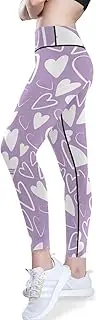 [GuoChe] Yoga Pants for Womens Valentine Days Romantic Hearts White Purple Athletic Booty Crunch Leggings