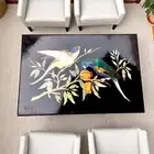 Handcrafted Black Marble Inlay Dining Table with Bird Motif for Modern Furniture