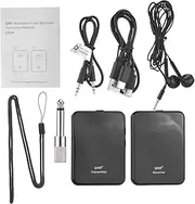 Wireless Earphone Monitor UHF Transmitter and Receiver Noise Reduction for Studio Band Live Performance Rechargeable (1 Transmitter and 1 Receiver)