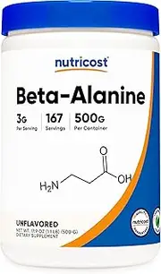 Nutricost Beta Alanine Powder - Pure Beta Alanine, Gluten Free & Non-Gmo 500 Grams