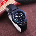兒童男生男孩24小時制皮帶防水石英手錶學生考試用時尚韓版手錶手錶