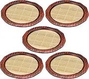J-Kitchens Buckwheat Pot, Zaru Soba, Set of 5, Rough Carved Round Buckwheat Dish, Tochi-Coating, Wood, Φ10.2 x 0.6 inches (26 x 1.6 cm), Made in Japan