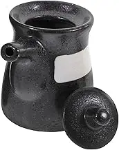 GRADENEVE 1Pc Ceramic Condiment Jar Black Vinegar Soy Sauce Container for Kitchen Easy to Clean Seasoning Bottle Housewarming for Cooking Enthusiasts
