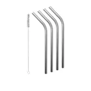 Avanti Smoothie Stainless Steel Straws w/ Cleaning Brush Set of 4