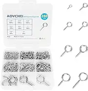 Screw Eyes Set, 240PCS 0.39" 0.59" 0.67" 0.75" 0.87" 1" 1.22" 1.5" 304 Stainless Steel Eye Screws, Heavy Duty Screw, Eye Hooks Screw Eye Bolts Eye Hooks Screw, Indoor & Outdoor