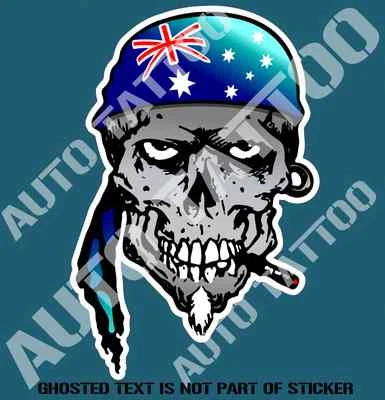 AUSSIE SKULL FLAG DECAL STICKER PATRIOTIC AUSTRALIANA AUSSIE DECALS STICKERS