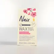 Nair Face & Bikini Wax Ready Strips 40 Wax Strips + 4 Post Wipes