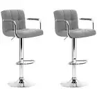 Artiss Grey Gaslift Swivel Barstool 2pk