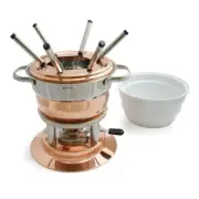 NEW SWISSMAR LAUSANNE 11 PIECE COPPER FONDUE SET Vintage Chocolate Cheese Dip