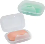 Soap Box Holder, 2-Pack Soap Dish Soap Savers Case Container for Bathroom Camping Gym