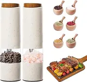 AmaCielo Electric Salt and Pepper Grinder, Pepper Grinder Set 2pcs, Wheat Straw Eco-Friendly Material Automatic Pepper Salt Grinder, Adjustable Roughness, One Hand Operation