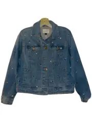 Universal Thread Plus Size Denim Jacket Medium Wash, Floral, XS Extra Small, New