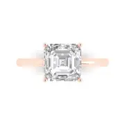 2.5 ct Asscher Cut Moissanite Wedding Bridal Promise Ring Solid 14k Rose Gold
