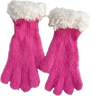 [JINZIJINYU] Knitted Touch Screen Gloves Colorful Plush Split Finger Gloves Stitching Wool Curl Winter Gloves Cycling Ski Gloves