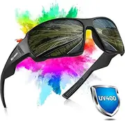[HONGYEA] Polarised sunglasses for men and women, UV400 protection cycling glasses, TR90 frame windproof sports glasses for outdoor sports, cycling, running, driving, fishing, climbing, skiing