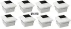 8 Pack White Outdoor Solar Powered LED 4 x 4 Fence Post Cap Lights For PVC Post