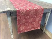 New Primitive RED LOVER'S KNOT COVERLET TABLE RUNNER Woven Topper 56"