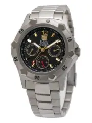 Elgin Wrist Watch Day Date Solar Drive Titanium Men'S Quartz Silver Fk1424ti-b