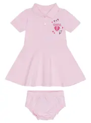 GUESS Pink Piquet Dress and Pantie Set Size: 18M, Spandex