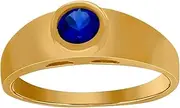[JewelryWeb] 10k Yellow Gold Teen Round Blue CZ Simulated Diamond Birth Stone Ring 3.6x1.5mm Wide Band Style-Ring for Women