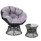 Gardeon Outdoor Lounge Setting Furniture Papasan Chair Table Wicker Sofa Black