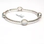 New DAVID YURMAN 10x8mm Oval Bangle Bracelet in Moon Quartz & Silver Medium