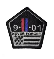 Thin Red and blue Line twin towers 9/11 Never Forget hook Morale Patch 3" x 3.5"