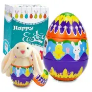 Prefilled Easter Eggs with Stuffed Animals Toys 6.5" Metal Easter Eggs Filled