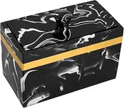 Gatuida Cotton Swab Storage Box Lid Marble Design Vanity Organizer Makeup Pads Holder Bathroom Countertop Space-Saving Vanity Cotton Swab Holder