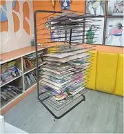 23-Layer Art Clothes Drying Rack A3, 8K, Space-Saving Shelves 4.5cm Pitch, Magazine Watercolor, Oil Painting Board Art School and Studio Work Storage Rack