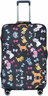 [pvinnk] Cartoon cat Print Protective Luggage Cover Elastic Washable Suitcase Travel Gear Protector, White, Medium