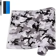 LZLRUN Car Camouflage Vinyl Wrap Film Roll Arctic Snow Camo Decal Sticker for Car Console Computer Laptop Bike Motorcycle White 1ft x 5ft
