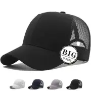 Oversize Large Mesh Trucker Hat Big Head Hats for Men XX-Large-3X-Large Black