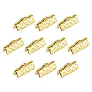 200Pcs Ribbon Crimp Clamp Ends 16mm Cord End Clasp for DIY Craft Gold Tone