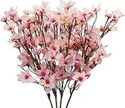 Uieke 4Pcs Artificial Cherry Blossom Flower, Silk Peach Flowers Fake Plants Arrangement for DIY Garden Home Wedding Party Decor Pink