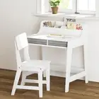 UTEX Kids Desk and Chair Set, Study for 24.8” x 22” x 29.1”, White