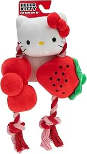 Hello Kitty and Friends Strawberry Bow Plush Rope - 22-Inch Durable Rope Attached to Three Soft Plushies