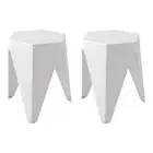 ArtissIn 2x Bar Stools Puzzle Plastic Foot Stool White