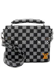 Louis Vuitton Black, White Coated Canvas & Leather Distorted Flap Trunk (Authentic Pre-Loved)