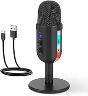Snblzhef RGB Gaming Microphone for PC Computer Recording USB Condenser Microphone Podcasters Be Influencers Gamers Studio Mic Easy to Use