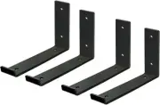 Shelf Brackets 10 inch for Shelves, Hook Iron Heavy 10 INCH-4 Pack, Black