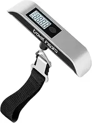 travel inspira Luggage Scale, Portable Digital Hanging Baggage Scale for Travel, Suitcase Weight Scale with Rubber Paint, 110 Pounds, Battery Included (Silver-Child Lock)